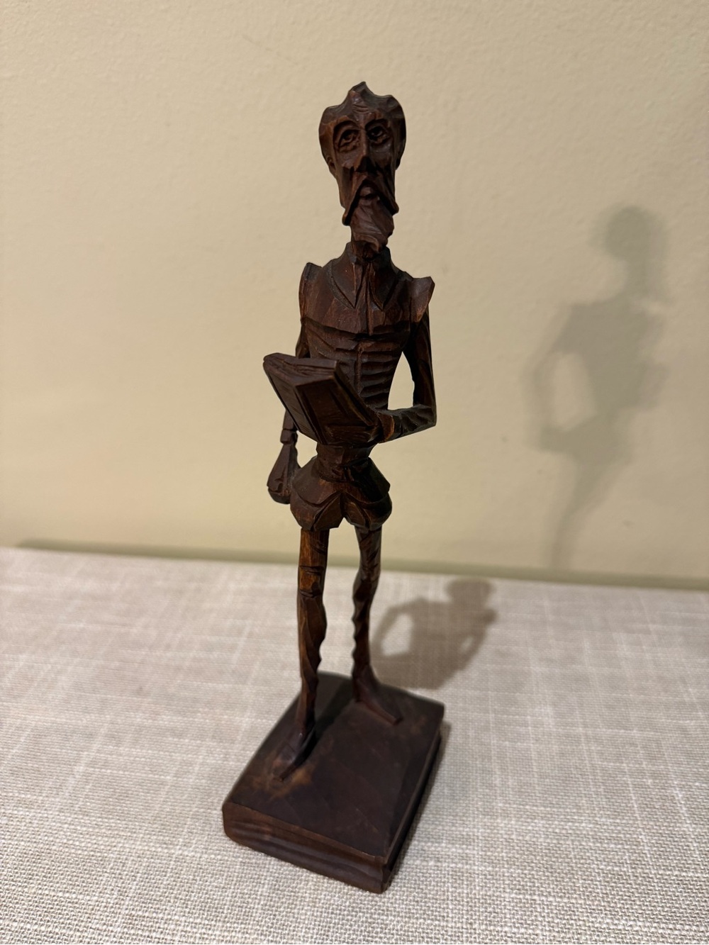 Vintage Hand Carved Wood Don Quixote Statue Literary Folk Art 10”